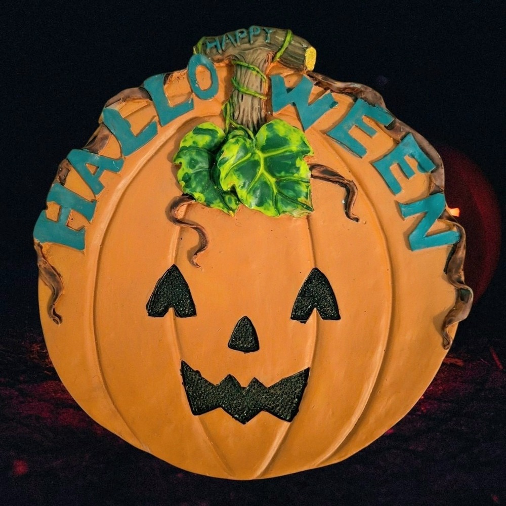 Vintage RARE 1997 Chadwick-Miller Porcelain Happy Halloween Cute Pumpkin Plaque